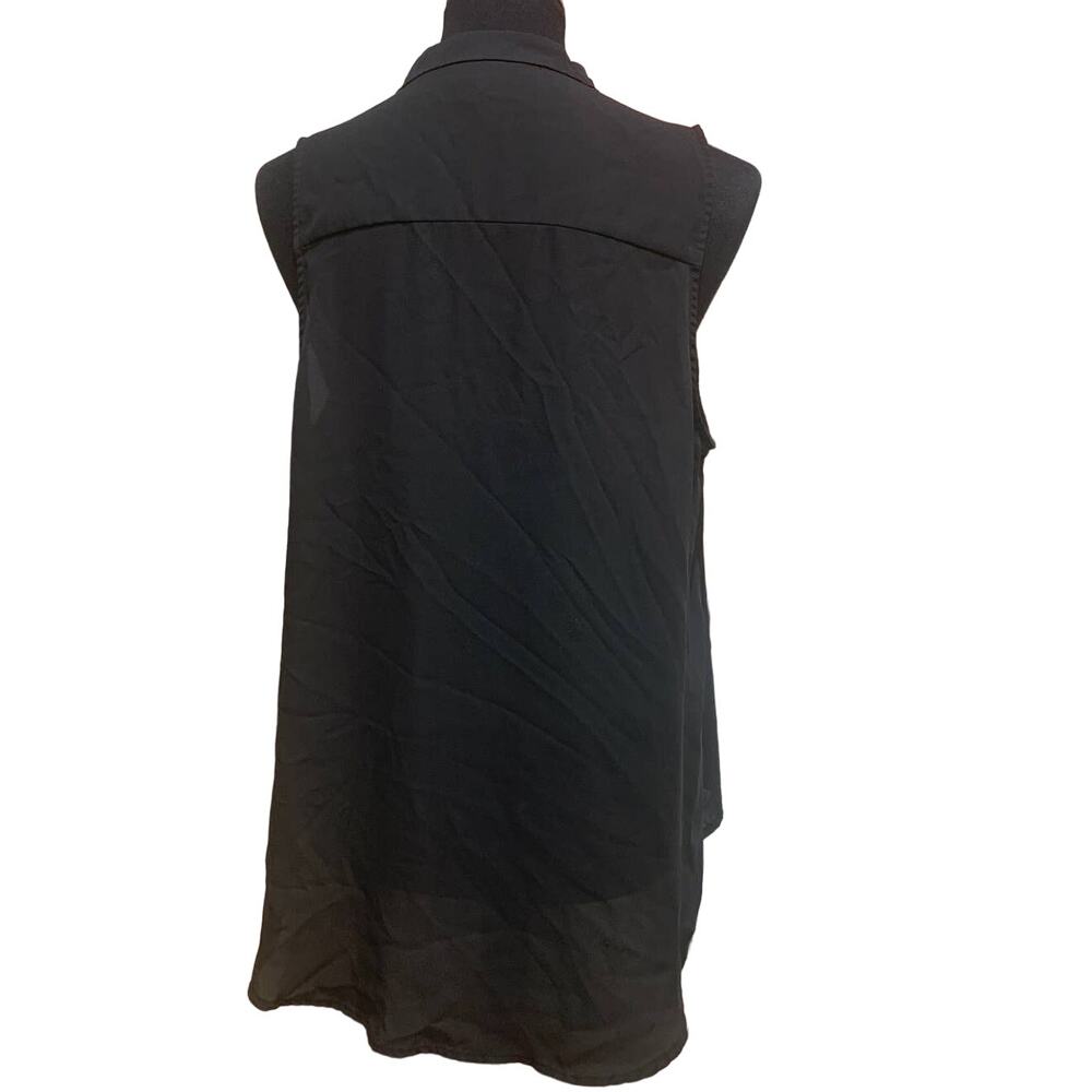 Mossimo Large Flowy V-Neck Sleeveless Polyester Hi Low Sheer Tank Top Blouse - Picture 3 of 5